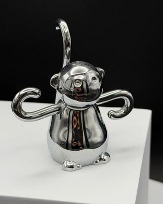 Porta anelli scimmia metallo argentato