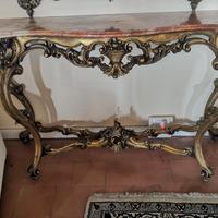 consolle in legno foglio oro 24k e marmo 800