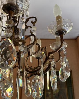 Lampadario in bronzo e cristallo - stile classico