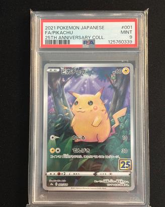 Carta Pokémon Pikachu 25th 001 jap psa 9