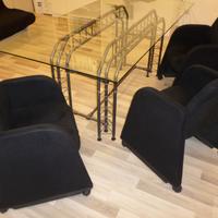 Poltrona nera di design con ruote comoda 4 pezzi