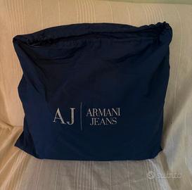 Borsa Armani Jeans con manici effetto vernice blu