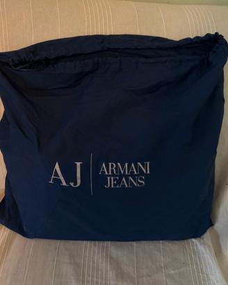 Borsa Armani Jeans con manici effetto vernice blu