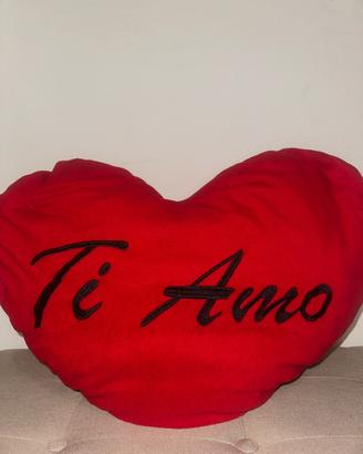 Cuscino a cuore rosso "Ti Amo" grande morbido