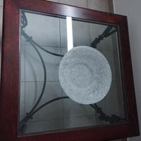 Tavolino arte povera vetro e ferro battuto