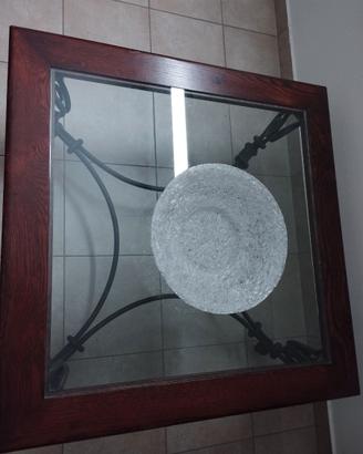 Tavolino arte povera vetro e ferro battuto