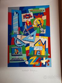 Ugo Nespolo, serigrafia l'ingegnere 