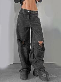 jeans larghi neri strappi s