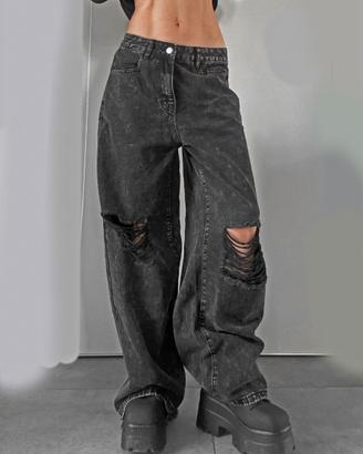 jeans larghi neri strappi s