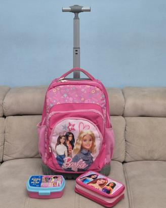 kit scuola Barbie - Zaino trolley + astuccio 3 zip