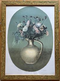 Litografia di Nino Tirinnanzi – Brocca con fiori