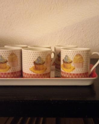 Servizio caffé 6 tazzine + vassoio