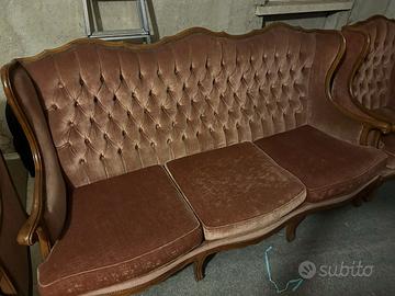 Salotto vintage 3 pezzi poltrone divano velluto