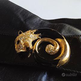 Cintura Scheilan in pelle nera con  Tigre 