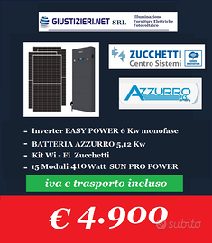 KIT IMPIANTO 6 KW +5 KW DI ACCUMULO ZUCCHETTI