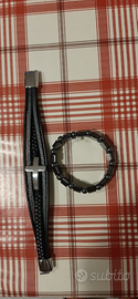 2 bracciali braccialetti, uno cuoio, uno ematite