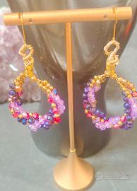 orecchini con cristalli viola blu 
