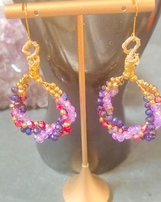 orecchini con cristalli viola blu 