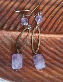 Orecchini argento e ametista grezza