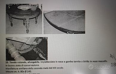 TAVOLO antico rotondo allungabile noce XIX secolo