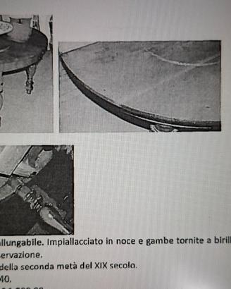 TAVOLO antico rotondo allungabile noce XIX secolo