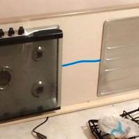 lavello in acciaio doppia vasca +piano cottura+top