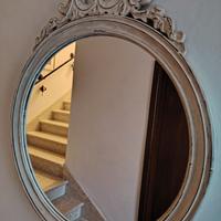 specchio vintage, cornice legno smalto bianco 