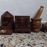 Lotto 4 Oggetti Vintage In Legno anni