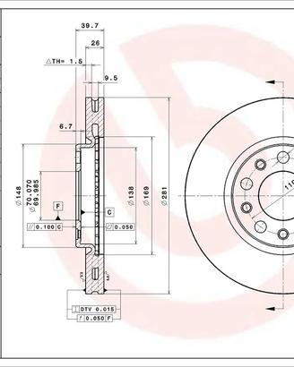 Brembo 09.A721.11 - Set di 2 Dischi Freno ant.