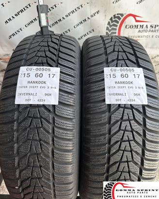 2 PNEUMATICI 215/60 R17 HANKOOK INVERNALI 90%