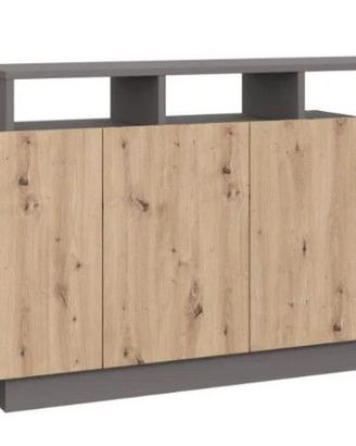 Madia 3 ante in nobilitato grigio e rovere artisan