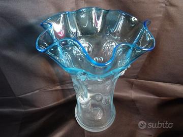 VASO VETRO VINTAGE TURCHESE SFUMATO