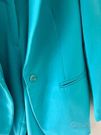 Completo tailleur tessuto tecnico tg 40 turchese