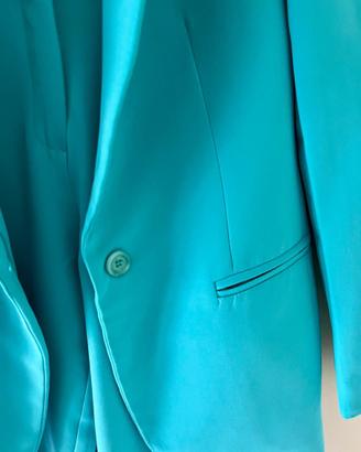 Completo tailleur tessuto tecnico tg 40 turchese