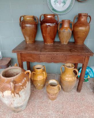 lotto giare in blocco in terracotta antica 