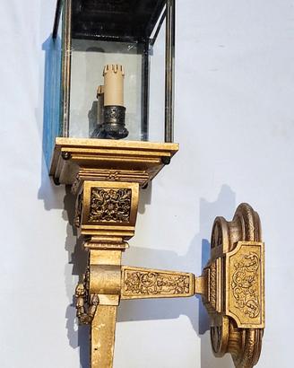 Rara lanterna in stile Impero patina oro zecchino
