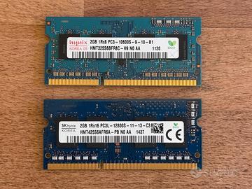 Lotto 2 Banchi RAM DDR3 SO-DIMM 4GB 2GB+2GB Laptop