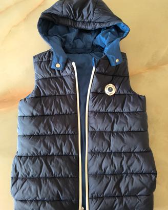 piumino smanicato jacadi blu double face taglia 12