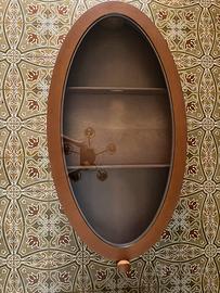 Tavolino da salotto in vetro/legno, con vetrinetta