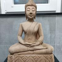 BUDDHA STATUA IN LEGNO TEAK INTAGLIATA A MANO