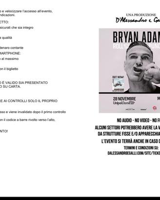 3 Biglietti Bryan Adams 28 novembre Milano