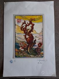 Dipinto "Corallo con carte" Osvaldo Menegazzi  