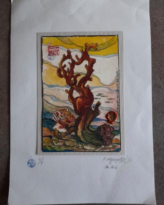 Dipinto "Corallo con carte" Osvaldo Menegazzi  