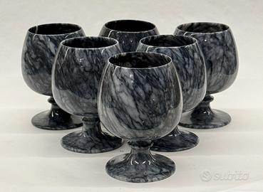 Servito da sei bicchieri marmo nero tornito
