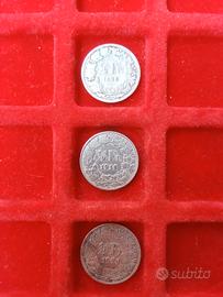 Svizzera Lotto 3 antiche monete Argento 1/2 Franco