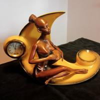 CORONETTI-Orologio da tavolo c/scultura ceramica