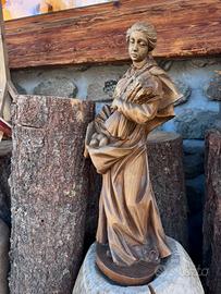 Scultura in legno donna con spighe