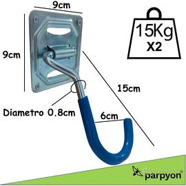 Parpyon® Porta biciclette da muro 2 gancio bici muro, porta bici, porta  attrezzi da parete