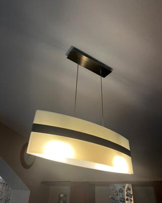 Lampadario dimmerabile in metallo e vetro