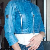 Belstaff giacca in pelle crop xs 